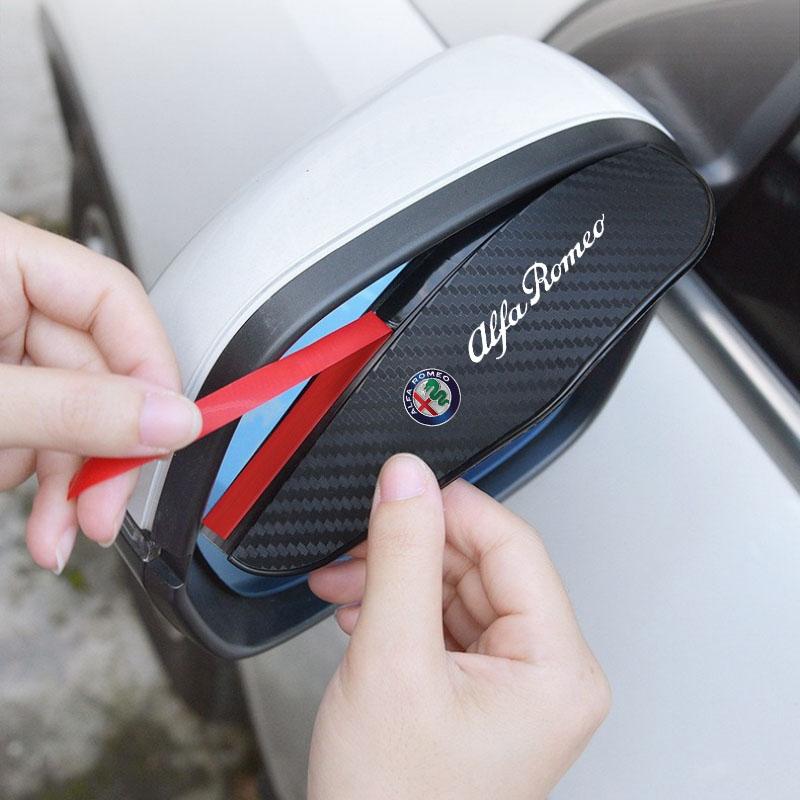 2Pcs Carbon Fiber Car Rearview Mirror Eyebrow Rain Cover for Alfa Romeo Mito Brera 147 Giulietta 159 156 Stelvio Sportiva Giulia zk6