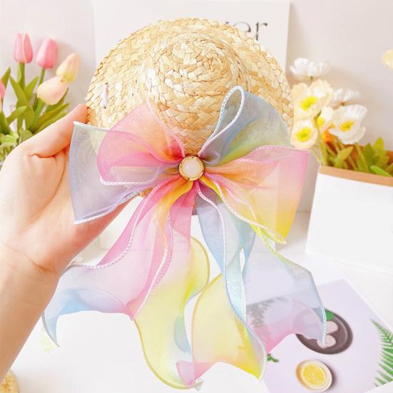 Кошачья шляпа с искусственным жемчугом, красочная лента, не вызывает аллергии, безопасна для кожи, износостойкая