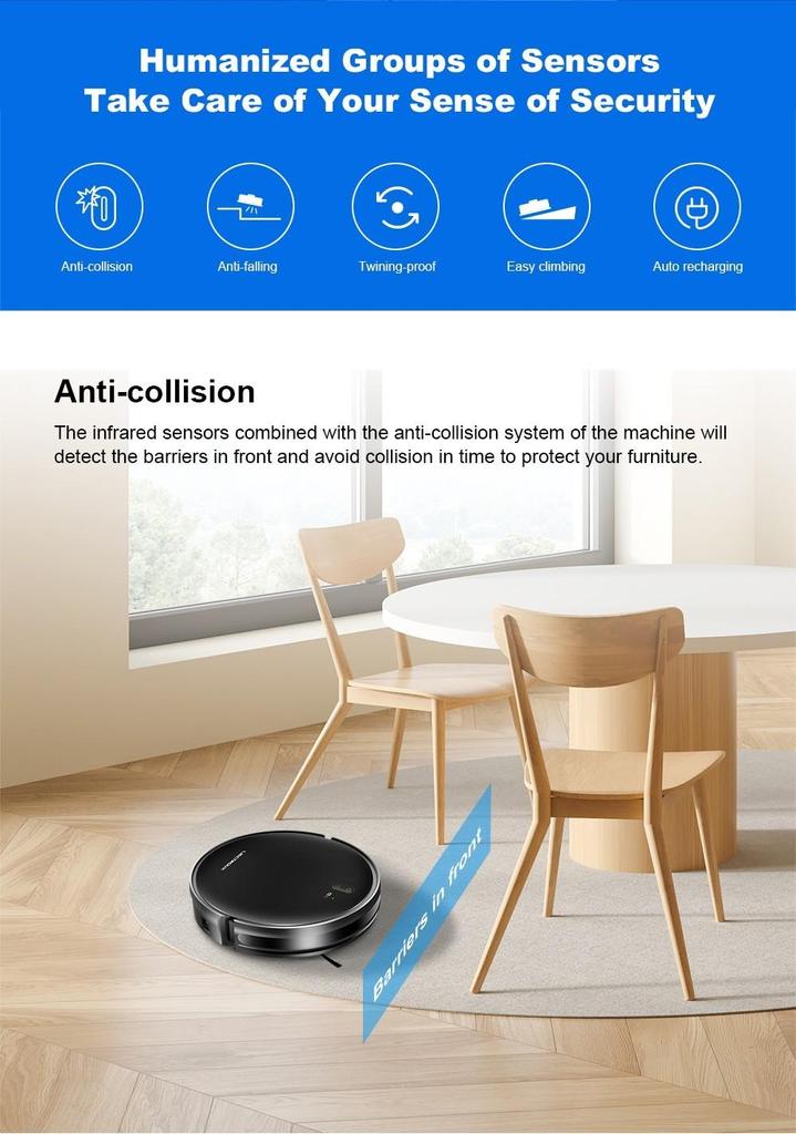 Liectroux L200 Robot Vacuum Cleaner, Max 4000Pa Suction, Smart Mapping, 230ml Electric Control Water Tank