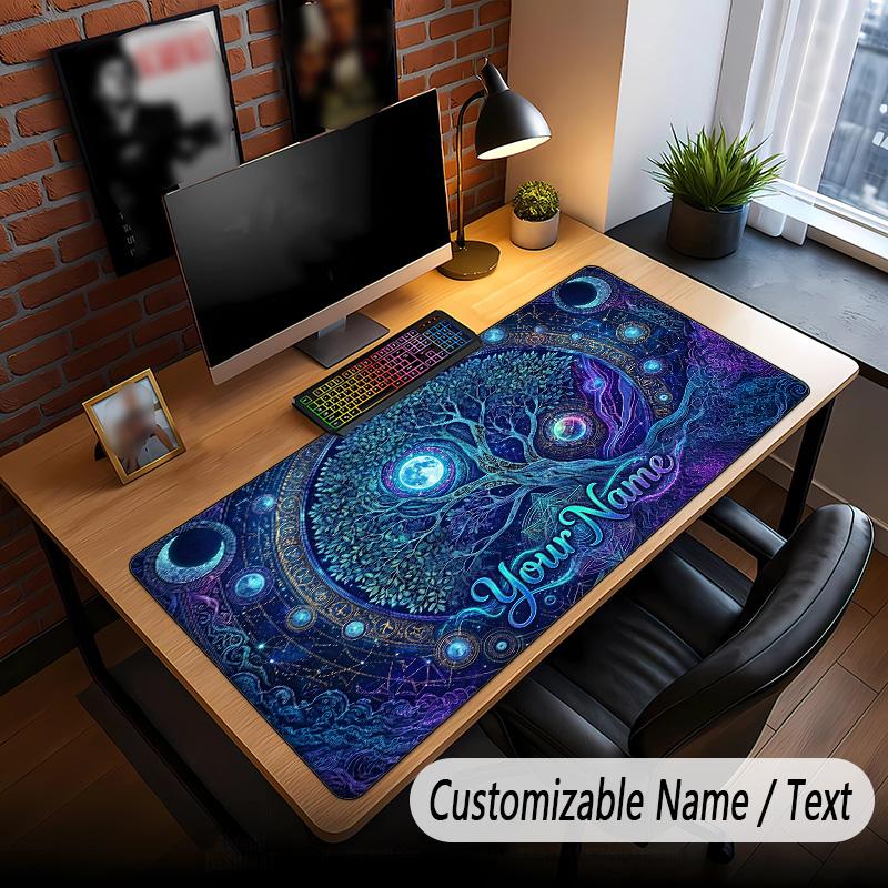 Tree of Life Theme Custom Mouse Pad Personalized With Name Text Customized Desk Mat For Office Home Decor