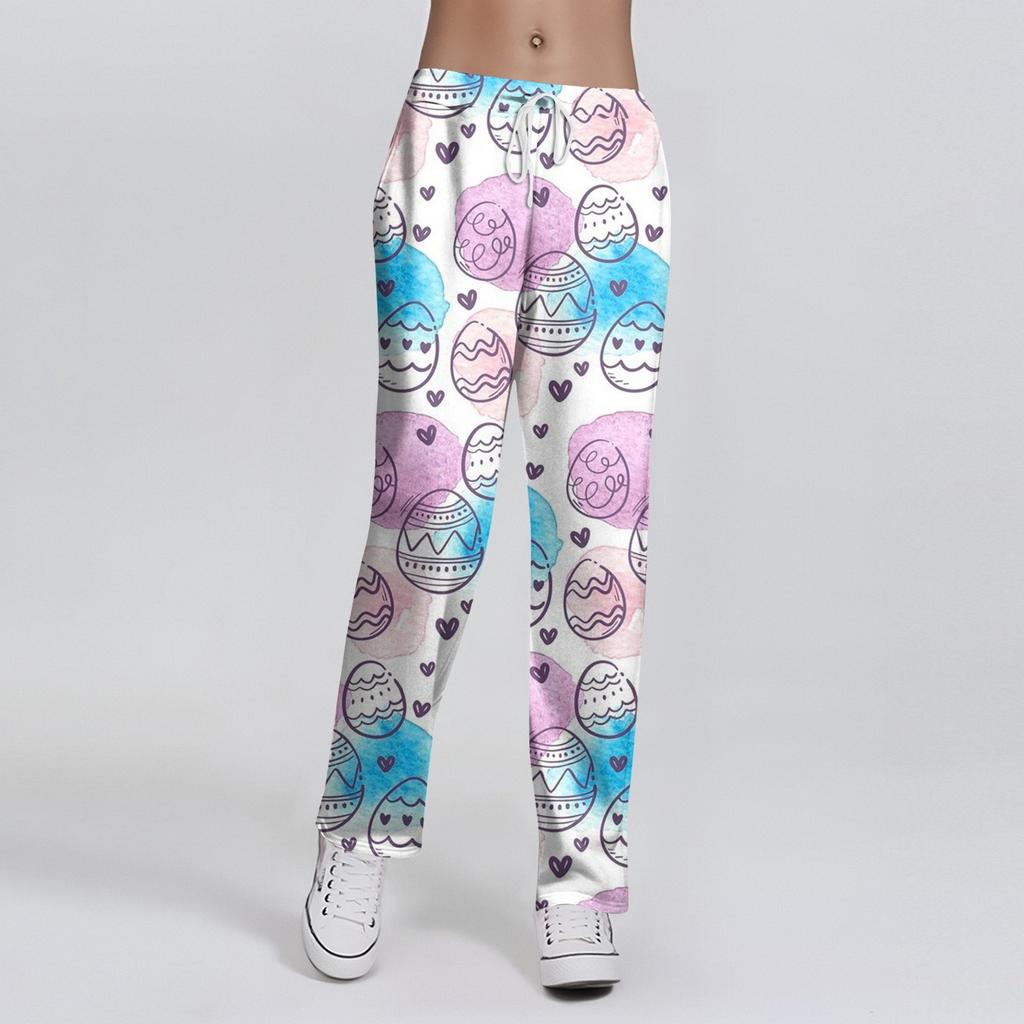Женские модные свободные повседневные брюки с пасхальным принтом