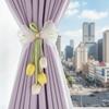 Romantic Tulip Ribbon Curtain Tieback Handmade Sweet Style Curtains Tie Rope Decorative Curtain Holder Floral Tie-Up Cord