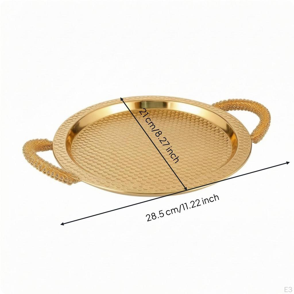 Metal Serving Tray with Handles Textured Platter Versatile