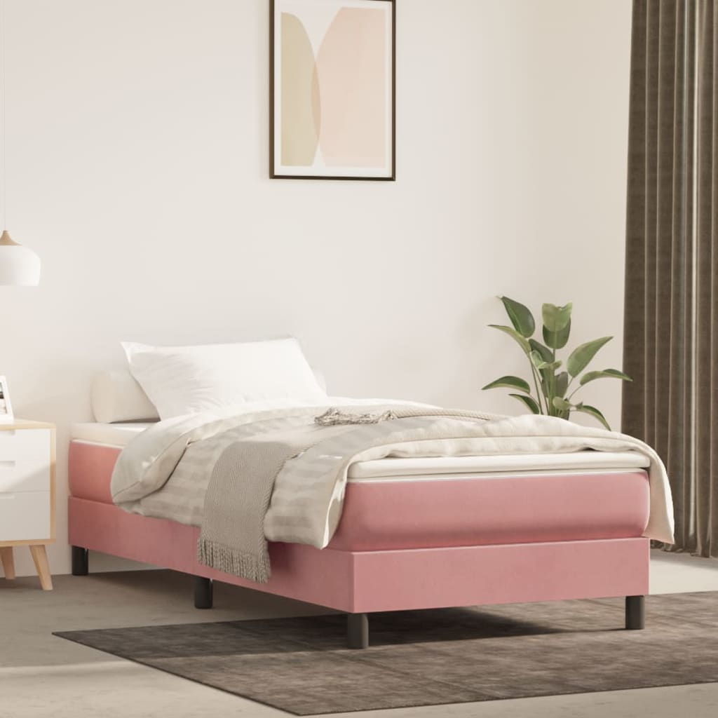 Box Spring Bed with Mattress Pink 90 x 200 cm Velvet