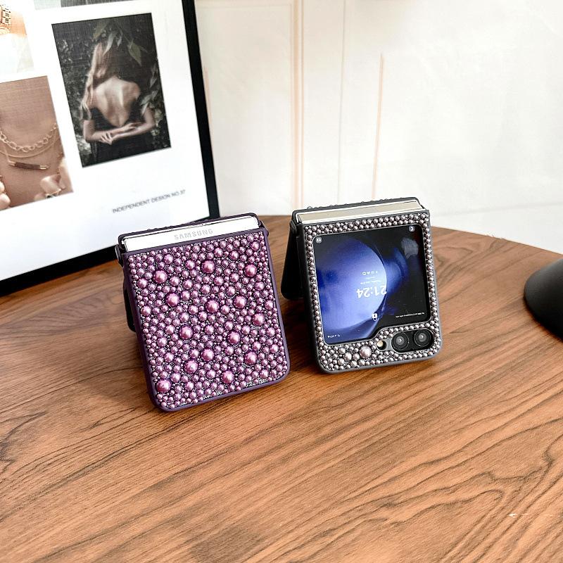 Жемчуг во весь экран Подходит для чехла для мобильного телефона Samsung Zflip5 Galaxy ZFlip6 4 3 Складной защитный чехол