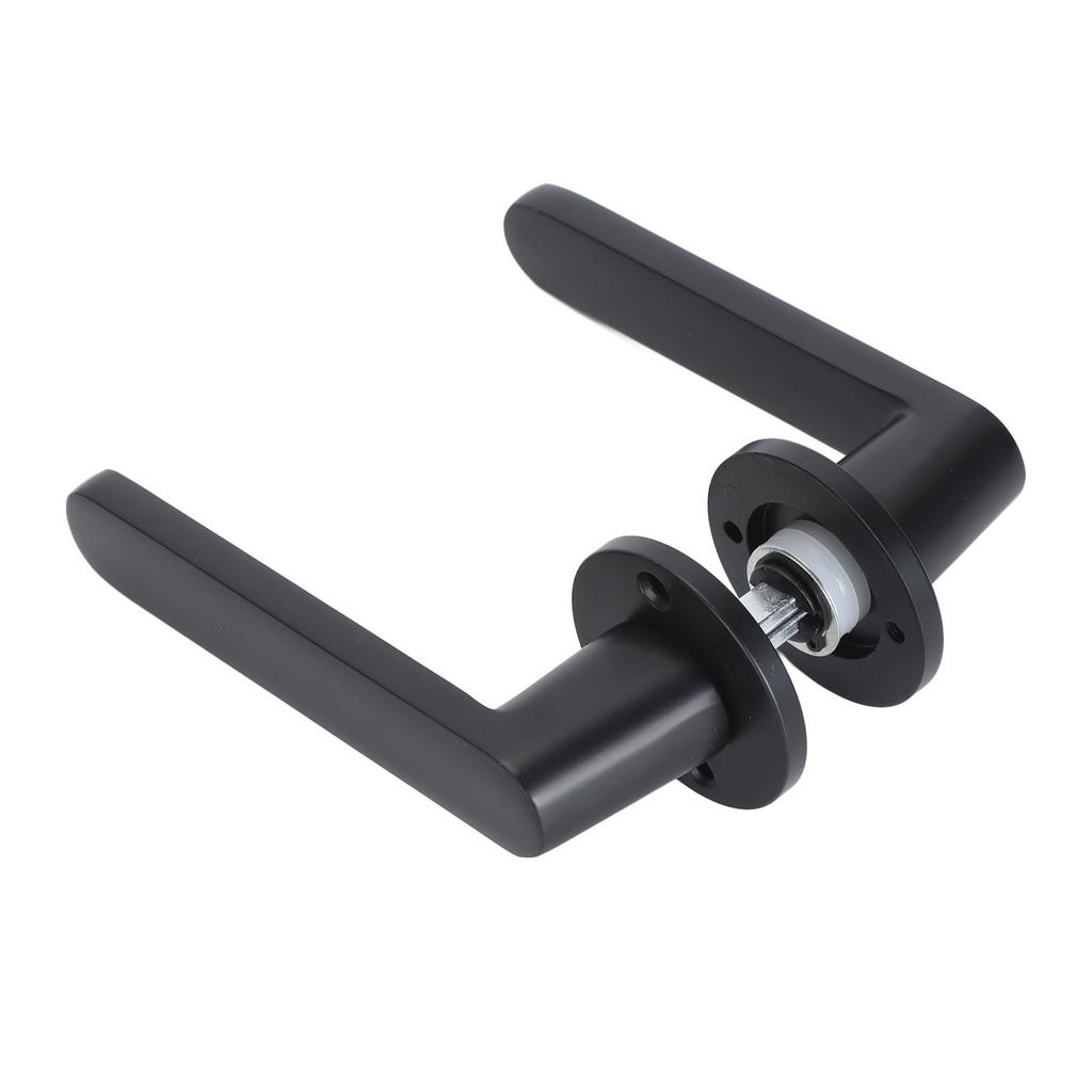 Silent Door Handle Set with Installation Parts Split Type Pure Copper Core Door Entry Locks for Indoor Bedroom Black