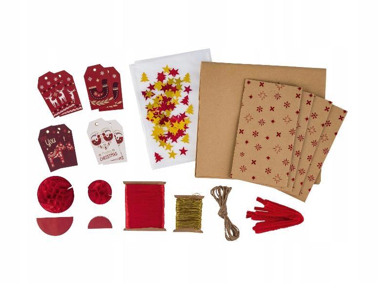 Crelando 115-piece Christmas gift wrapping set, red
