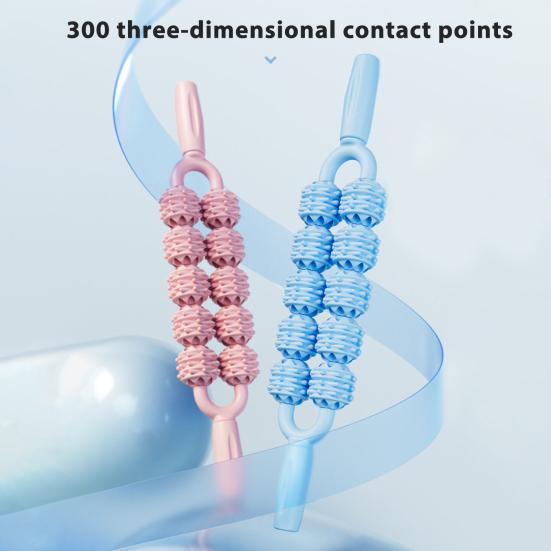 Double Row Massage Stick with Roller Muscle Sore Pain Relief Deep Tissue Relaxation Physical Therapy Leg Arm Belly Back Full Body Roller Massager