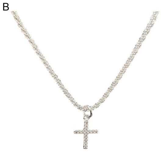 Женское ожерелье с подвеской-крестом, мерцающая поверхность, регулируемая длина, украшение на шею, повседневная одежда, подарок, легкое женское ожерелье на ключицу