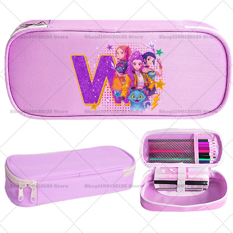 Kpop Demon Hunter Children Pencil Box Cartoon letter Student School Supplies Stationery Kids Penbag Pencilcase Kawaii Boys Gift