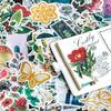 Character Collection Nature 60pcs Retro Stickers Set Foil Flower Green Leaves Plant Sticker Diy Art Decoration Diary Gift