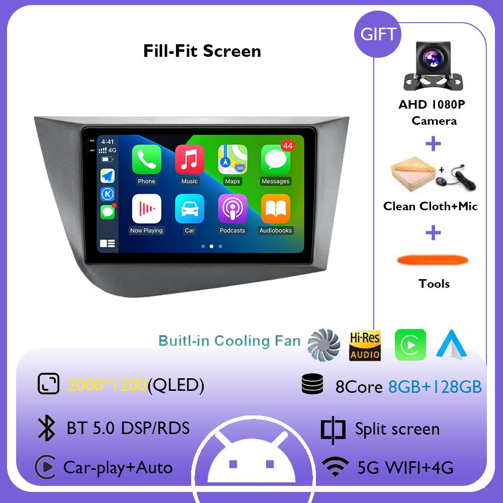 Android 14 Автомобильный Радио Навигатор GPS Carplay Для Seat Leon 2 MK2 RHD 2005 - 2012 Мультимедийный Видео Плеер Стерео DSP 4G CarPlay