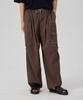 MAKEITTO Two Tuck Wide Parachute Cargo Pants_Brown