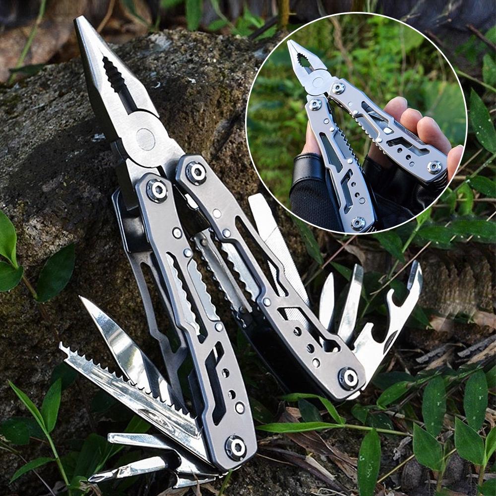 12-в-1 Многофункциональные складные плоскогубцы из нержавеющей стали для кемпинга, выживания, EDC