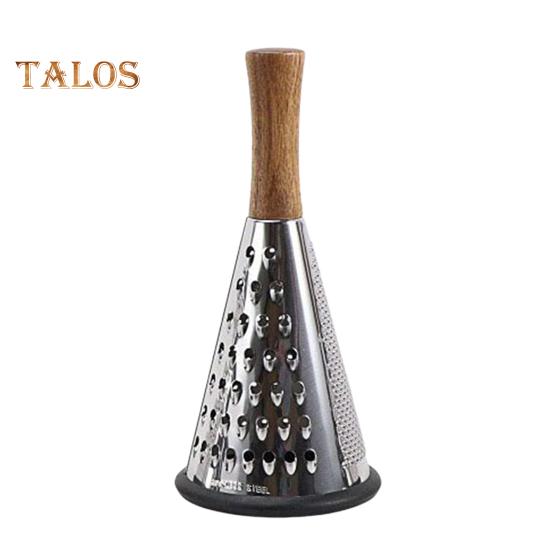 Конусная терка для сыра из нержавеющей стали с деревянной ручкой, 3-сторонняя терка для овощей, сыра, шоколада, овощей, кухонная терка для пармезана