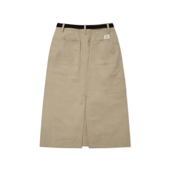 COVERNAT Mid Waist Solid Color A-Line Casual Long Skirt Women skirts Beige CO2501SR72BE