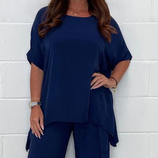 2 шт./компл. футболка длиной до щиколотки, комплект брюк с эластичной резинкой на талии, модные женские брюки больших размеров