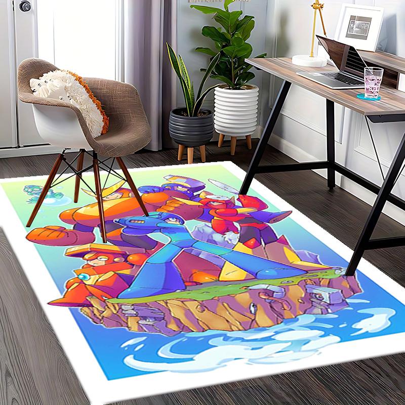 1pc Mega Man Anime Cartoon Design Office Chair Mat Non-Slip Carpet for Home Decor, Suitable for All Seasons, Ideal Gift for Fans.Y084