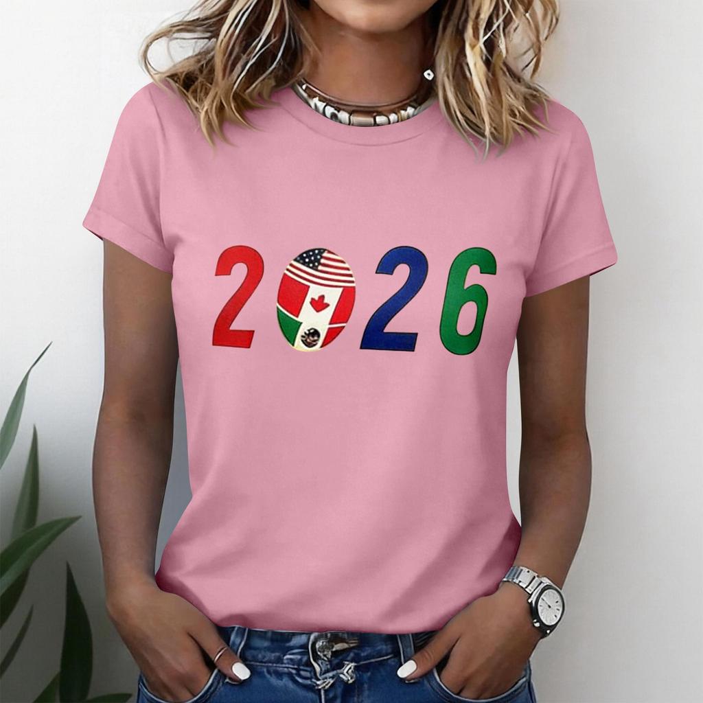 Women's Casual Short Sleeve T-Shirt Crew Neck 2026 Soccer Graphic Print Lightweight Soft Fabric Comfortable Fit
