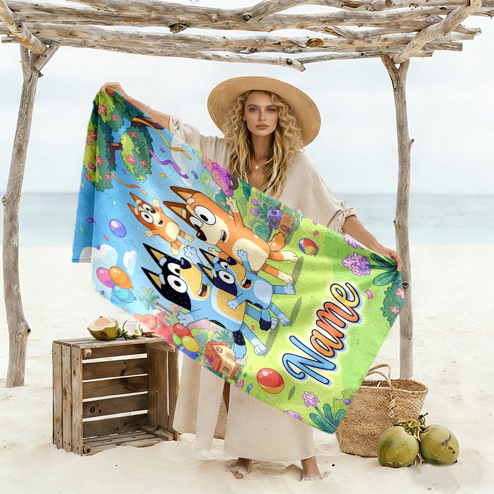 Space Pals Adventure Personalized Name Beach Towel Super Soft & Absorbent Perfect for Traveling Yoga Camping and Swimming