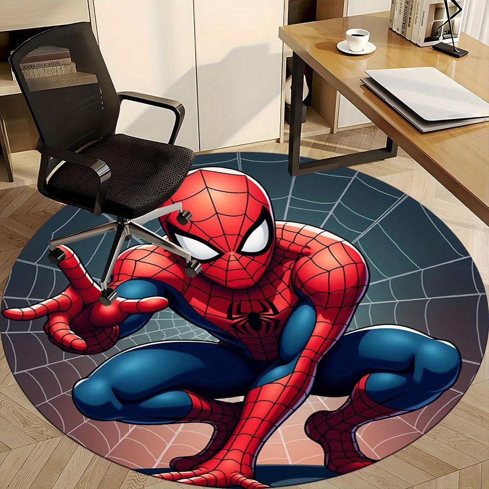 1pc Spider-Man Cartoon Design Round Rug - Office Chair Mat, Non-Slip Carpet for Home Decor, Living Room & Bedroom Flooring Accessory -0412244
