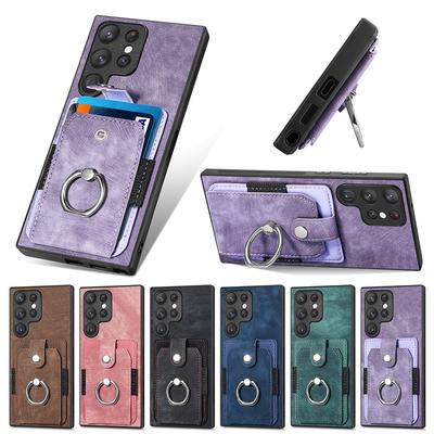Чехол-кошелек со слотом для карт Samsung S23 S22 Ultra S21 S20 Fe A14 A34 A54 A13 A23 A33 A53 A12 A32 A52/iphone 14 13 12 11, кожаный чехол с держателем для кольца на палец