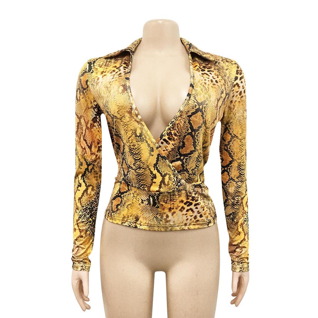 Европейская и американская мода V-образный вырез цифровая печать длинный рукав комплект брюк