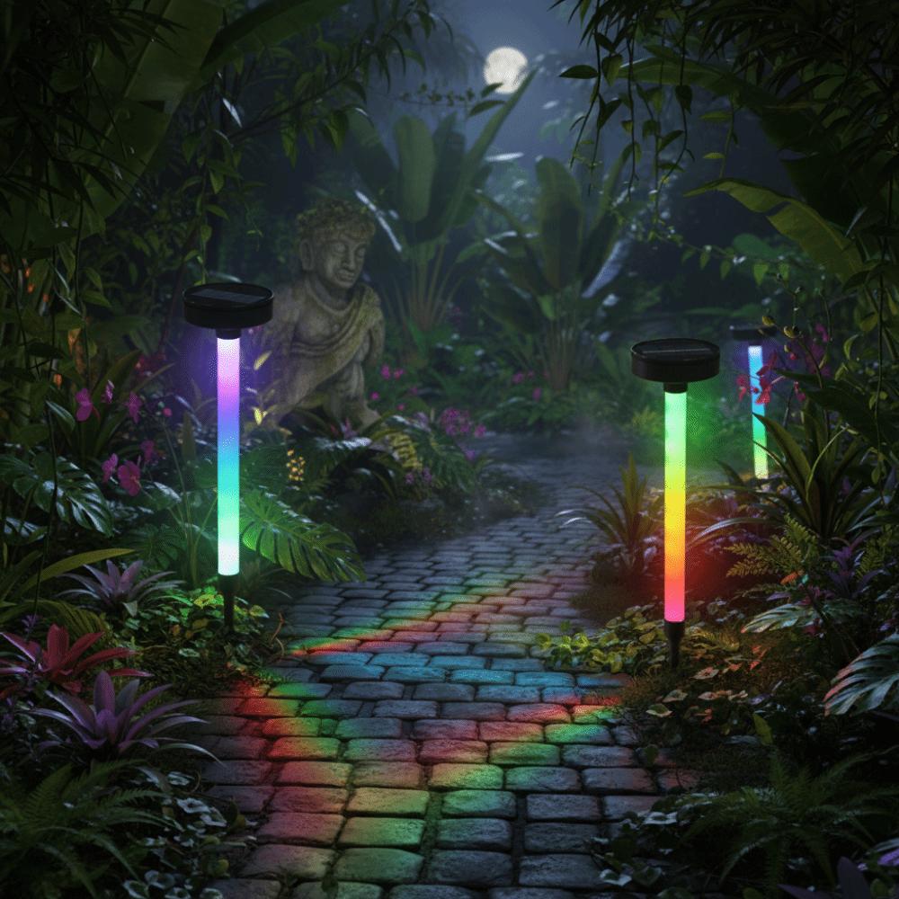 Водонепроницаемые Солнечные Садовые Фонари 10 светодиодов Освещение RGB Светодиоды Изменяющие Цвет RGB На Солнечной Батарее Аккумулятор 1200 мАч