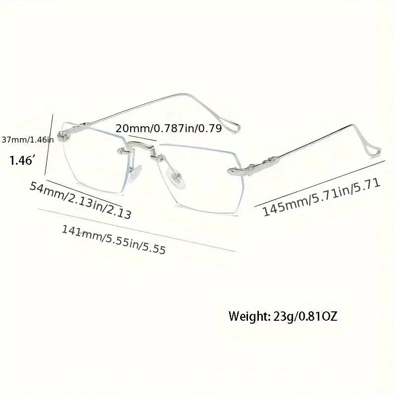 Exquisite Frameless Square Metal Flat Glasses Suitable for Boys and Girls' Daily Leisure Campus Business Decoration