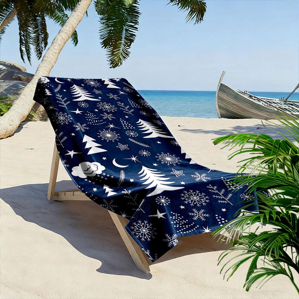Enchanting snowy nightscape Print beach towel, quick drying, suitable for travel, outdoor sports, jogging, the beach and swimming, gift