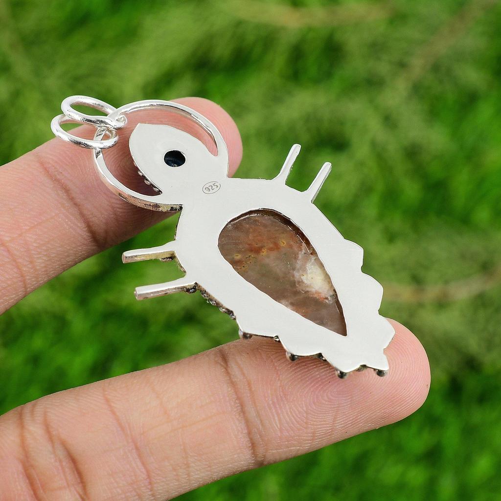 Pear Elestial Quartz Stone Bezel Handmade Unique New Pendant 925 Sterling Silver