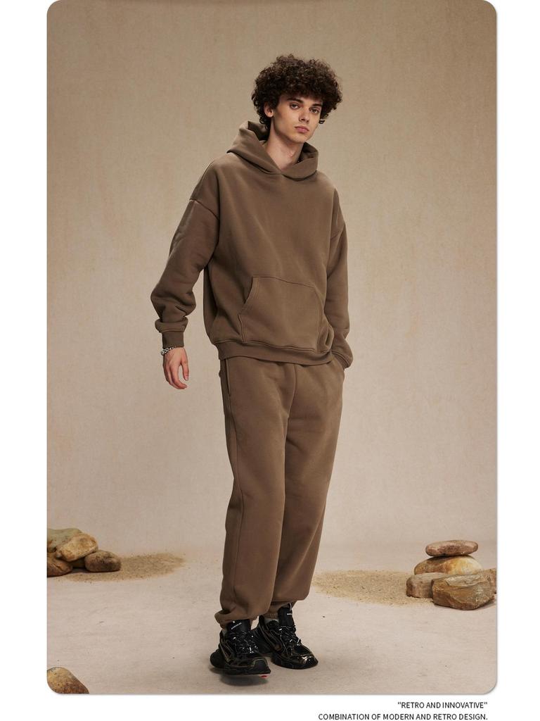 Men's Oversized Polar Fleece Hoodie - Non-Shedding, Thickened 400g, Trendy Autumn/Winter 2024