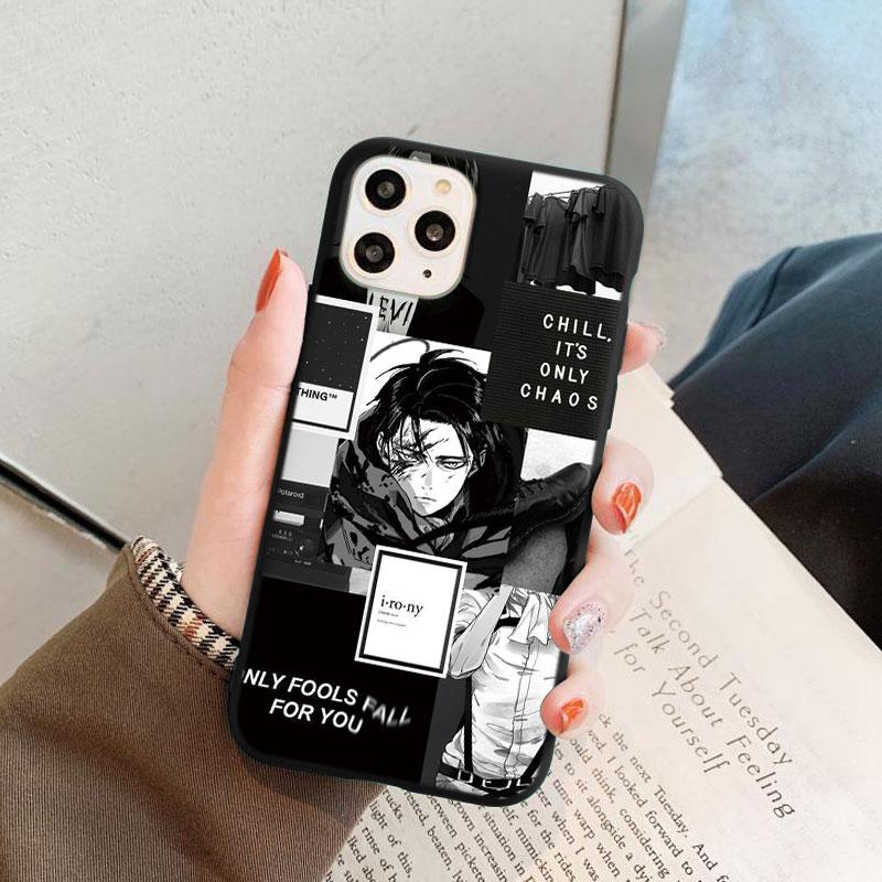 Черный матовый чехол для телефона с японским аниме «Атака Титанов» для iPhone 7 8 6 6S Plus 5 SE 2020 XS 10 11 12 Pro Max Mini X XR, чехол из ТПУ