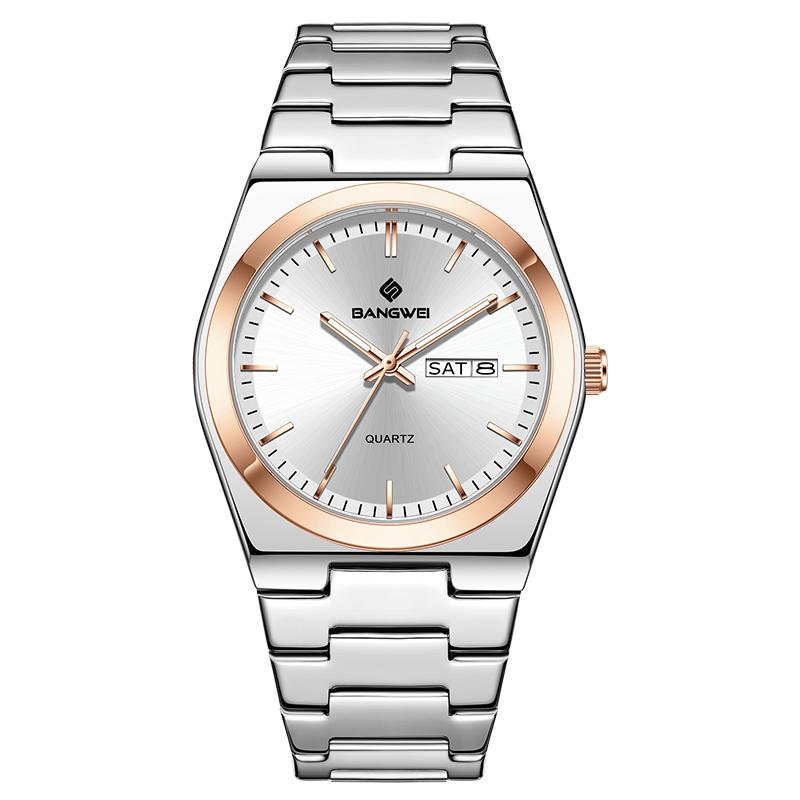 Bangwei Ultra Thin Quartz Watch Men Women Minimalist Style Waterproof Luminous Wristwatch Comfortable Strap Daily Office Gift