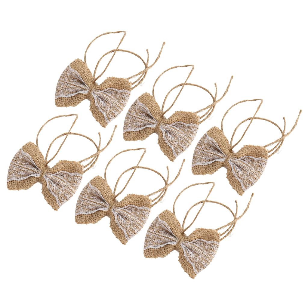 6 шт. бант из мешковины в деревенском стиле бант из мешковины кружевной бант своими руками для рождественской вечеринки свадьбы дома подарочная упаковка