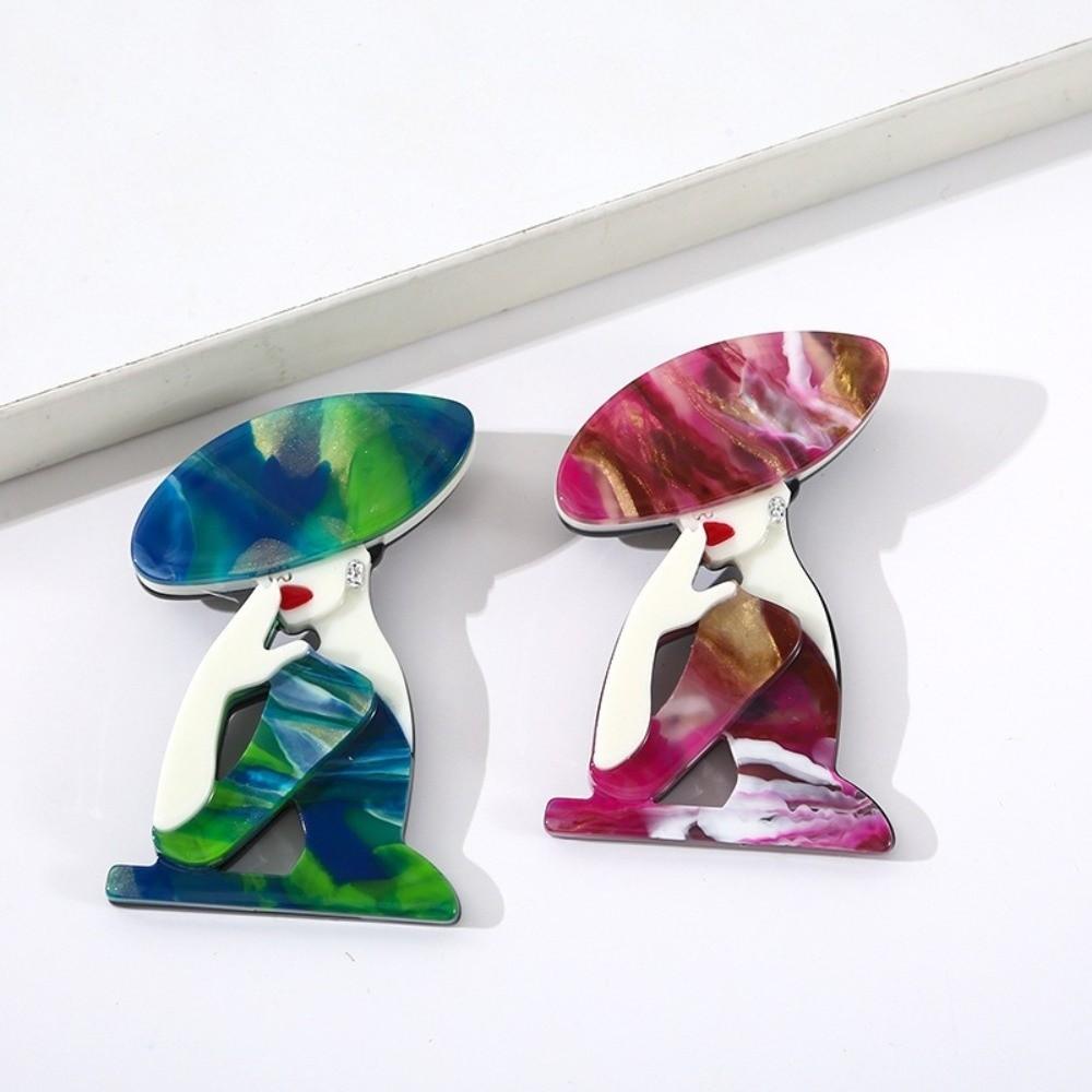 Cartoon Sitting Girl Brooch DIY Dress  Badge Modern Women Portrait Pin