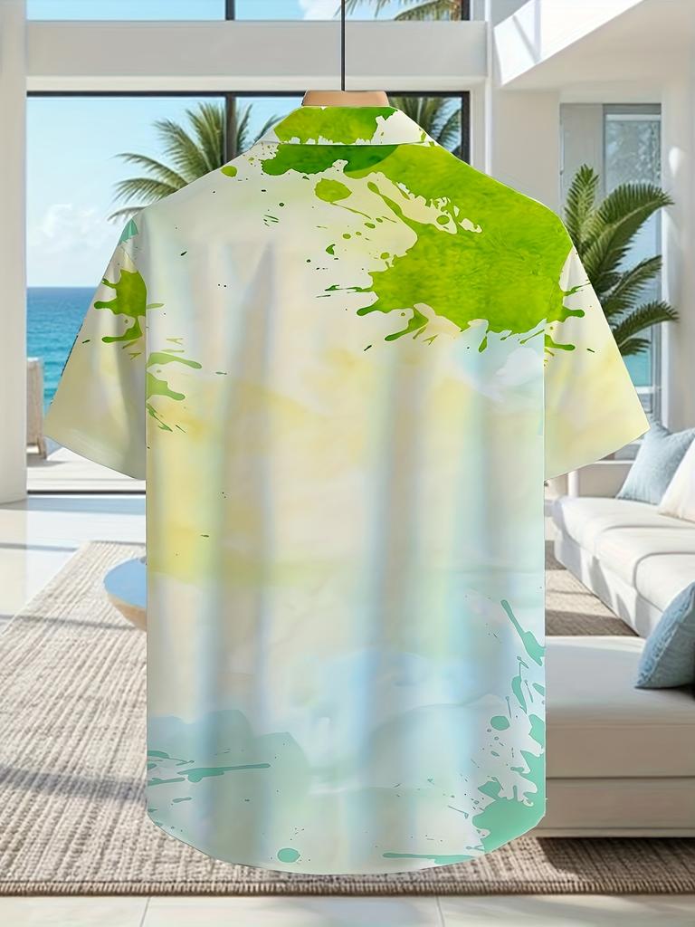 Graffiti Gradient Elements 3D Print Hawaiian Men'S Shirt, Lightweight Fabric, Suitable for Travel Or Casual Outings