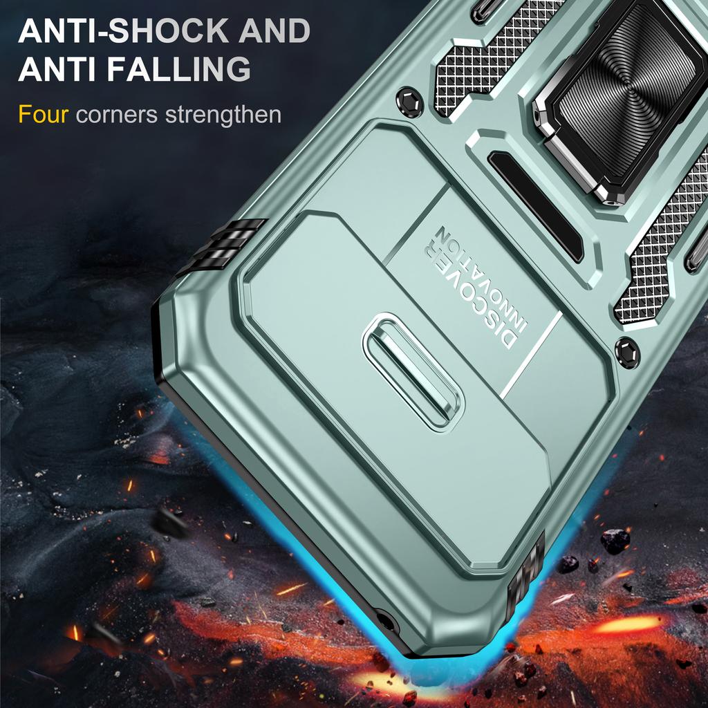 For Google Pixel 9a Case Kickstand Slide Lens Lid PC+TPU Drop