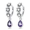 Vintage Flower Hoop Earrings Women 925 Sterling Silver Natural Pearl Purple CZ Drop Danlge Earring Wedding Jewelry Gift