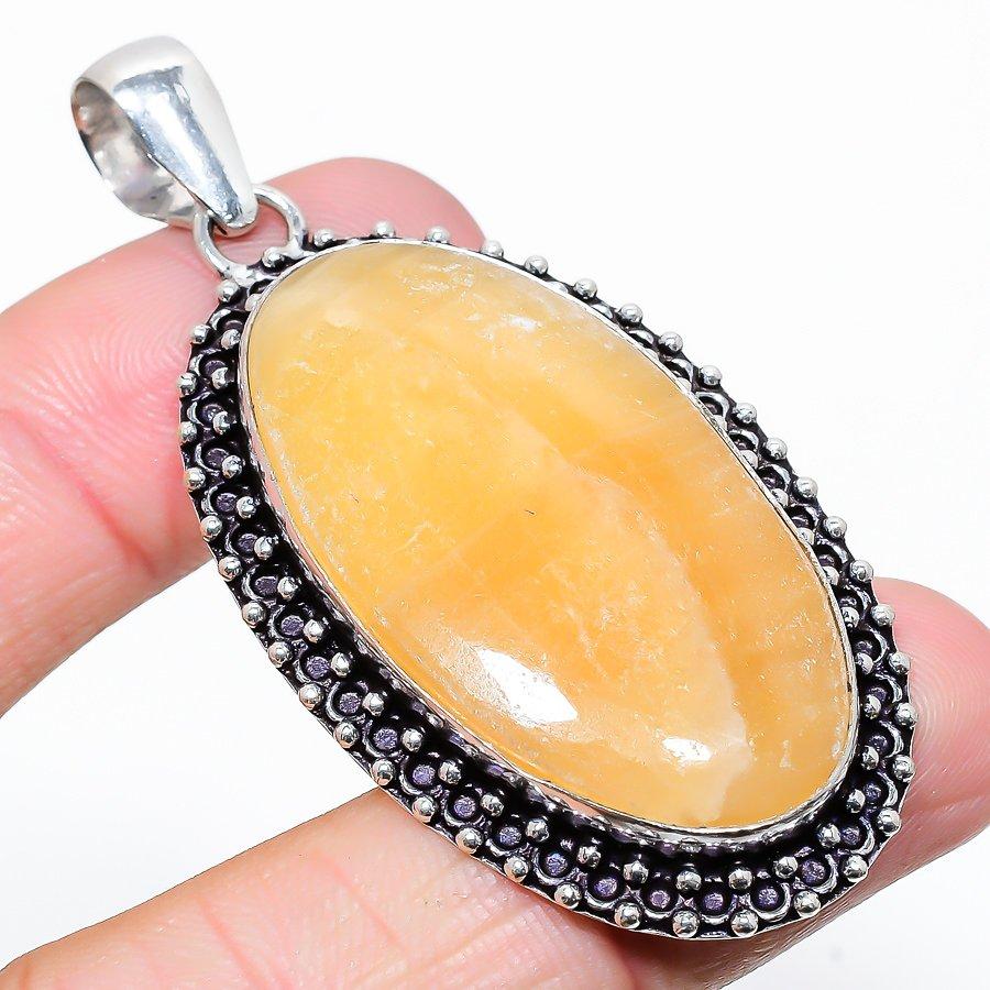 Natural Septerian Noodal Gemstone 925 Sterling Silver Gift Pendant 2.52" H4J90