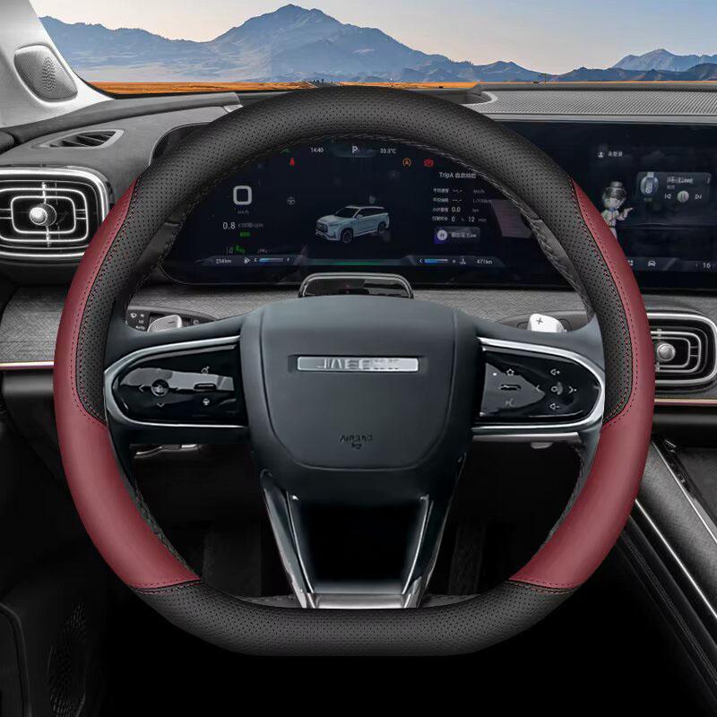 Leather Car Steering Wheel Cover For Chery Jaecoo J5 J7 PHEV 2024 2025 Non-slip Auto Steering Wheel Chery Jaecoo J5 Accessories