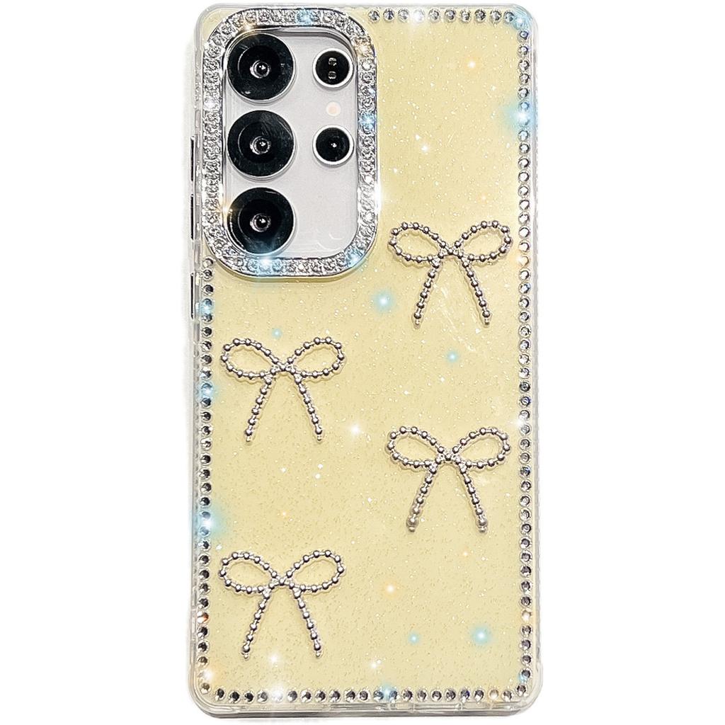Suitable for Samsung GalaxyzA17 Flash Diamond IMD Bow Mobile Phone Case S25ULTRA A07 A55A56