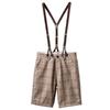 Suspenders Half Pants Shorts Overalls Suspender Pants Half Pants Check Casual [Tenflow] Men's Cjf-72 (Brown, 3XL)