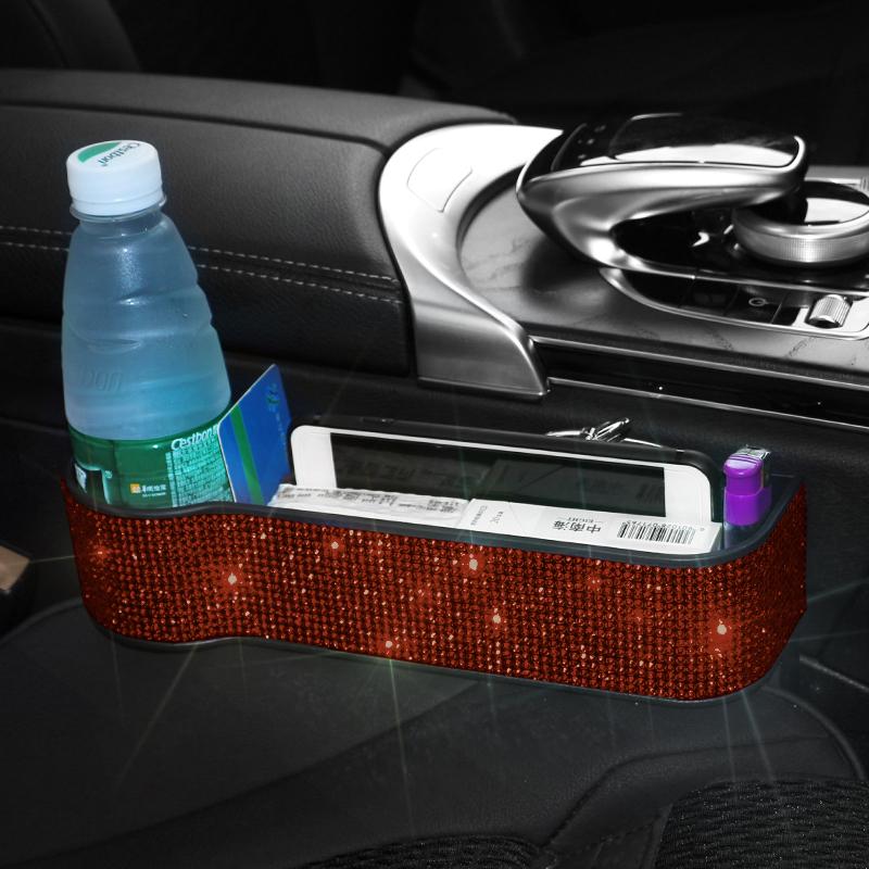 Роскошный бриллиантовый автомобильный ящик для хранения в щели Зарядное устройство Карман-щель для сиденья Органайзер для сиденья Держатель для карт, телефона, бутылок, стаканов Автомобильные аксессуары