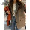 Autumn Winter New Fashionable LooseBlazer Coat Korean Style Slimming British Style French Style Elegant Casual Woolen Coat
