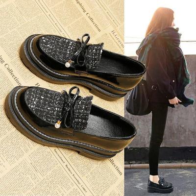 Женские туфли на толстой подошве, новые весенне-осенние универсальные туфли из флисовой кожи, британские туфли-маффины, лоферы на платформе