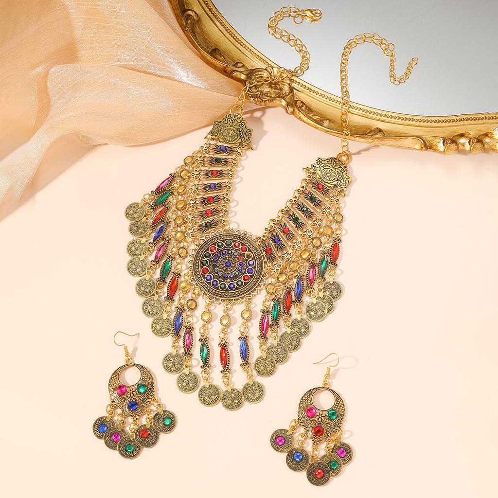 Стиль Ретро Придворный Богемный Этнический Стиль Ожерелье Серьги Набор Украшений из двух предметов