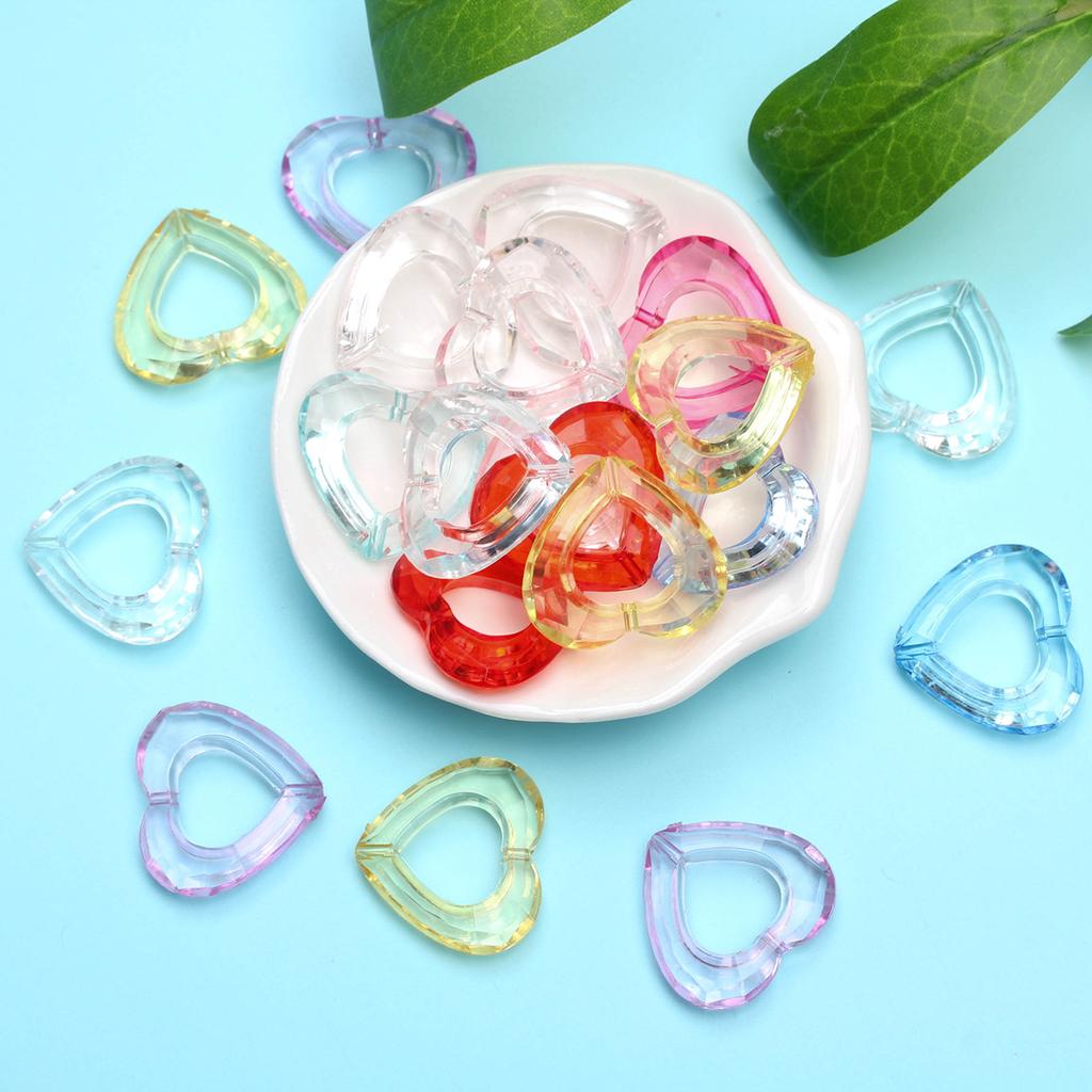Hanmade DIY Accessories For Jewelry Making Loose Beads Candy Color Acrylic Hollow Heart Beads 20pcs Handmade Supplies Crafted