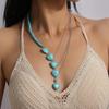 European and American Jewelry, New Love Stone Necklace Personalized Retro Green Stone Collarbone Chain Trendy Multi Chain Necklace