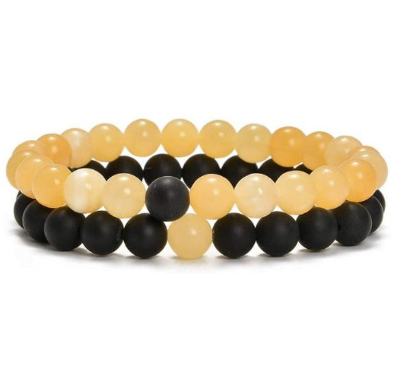 Матовые браслеты для пары из камней Тигровый глаз и Агат - Бусины 8 мм, Студенческий стиль
